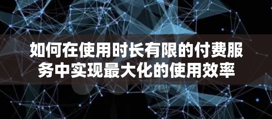 如何在使用时长有限的付费服务中实现最大化的使用效率