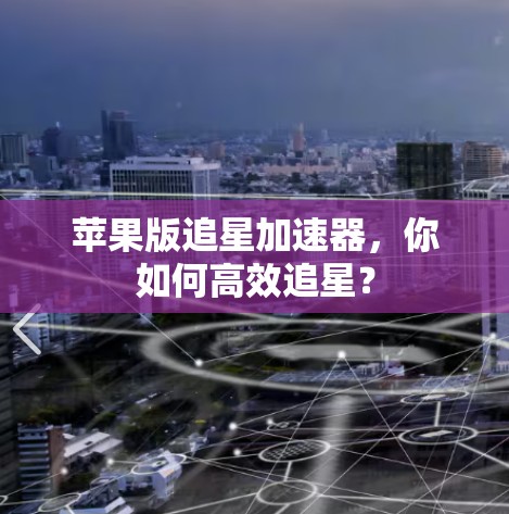 苹果版追星加速器，你如何高效追星？